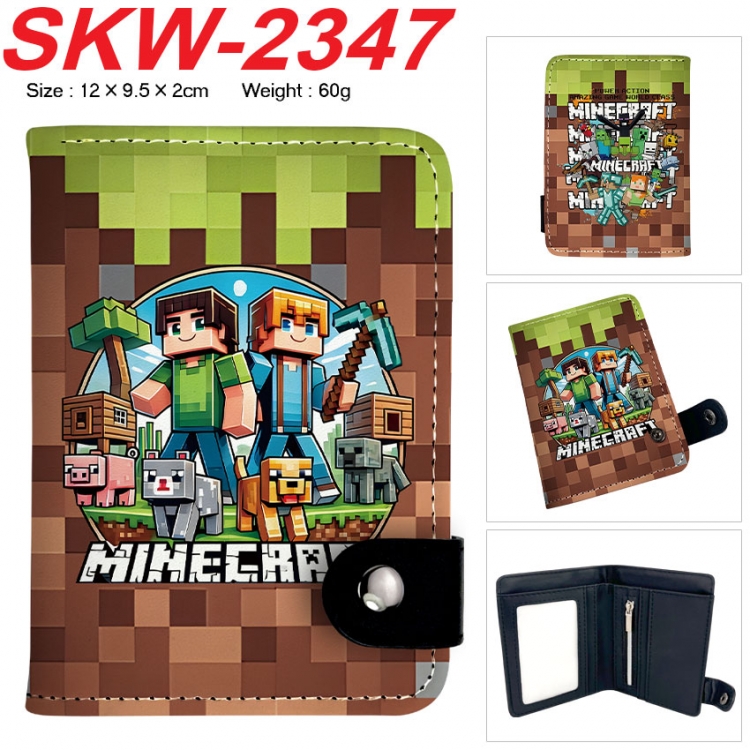 Minecraft Anime vertical button folding wallet 12X9.5X2CM 60g