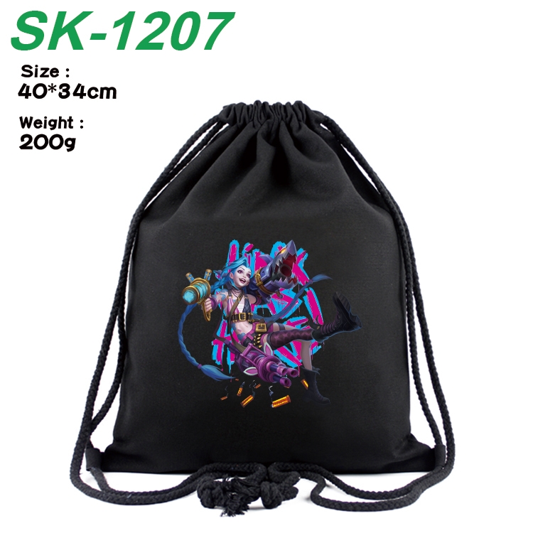 Arcane：League of Legends Anime Coloring Book Drawstring Backpack 40X34cm 200g