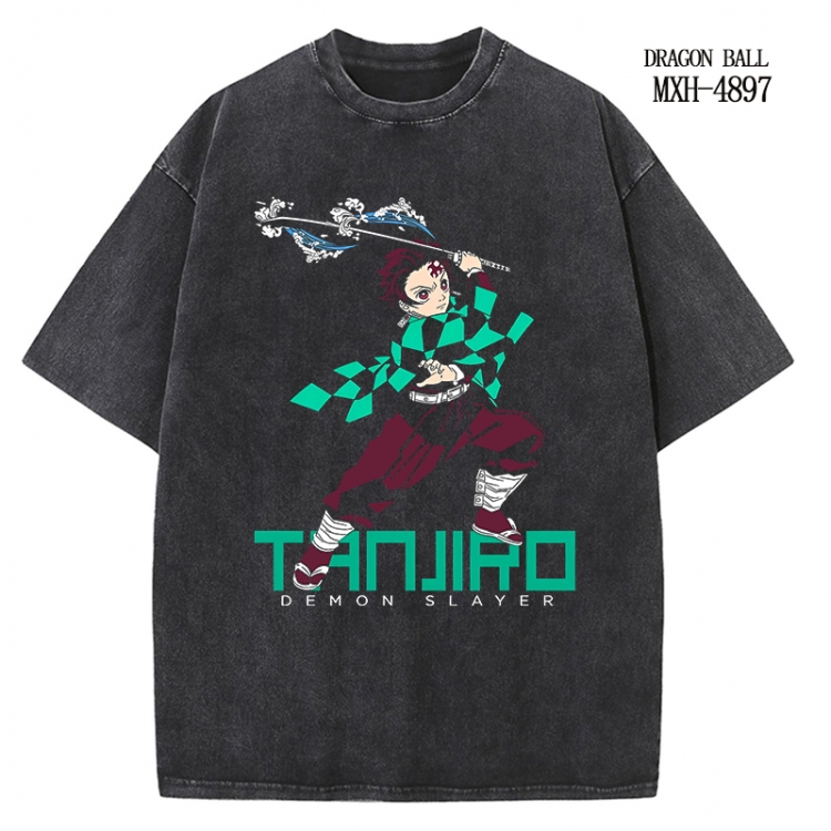 Demon Slayer Kimets Anime peripheral pure cotton washed and worn T-shirt from S to 2XL