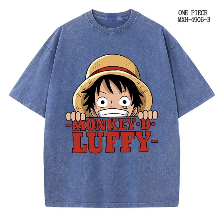 One Piece Anime peripheral pure cotton washed and worn T-shirt from S to 2XL