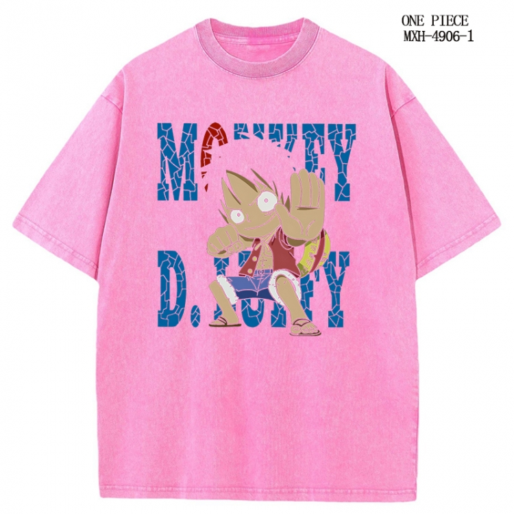 One Piece Anime peripheral pure cotton washed and worn T-shirt from S to 2XL