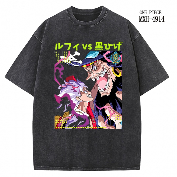 One Piece Anime peripheral pure cotton washed and worn T-shirt from S to 2XL