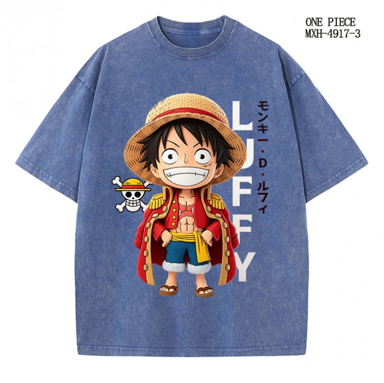 One Piece Anime peripheral pure cotton washed and worn T-shirt from S to 2XL