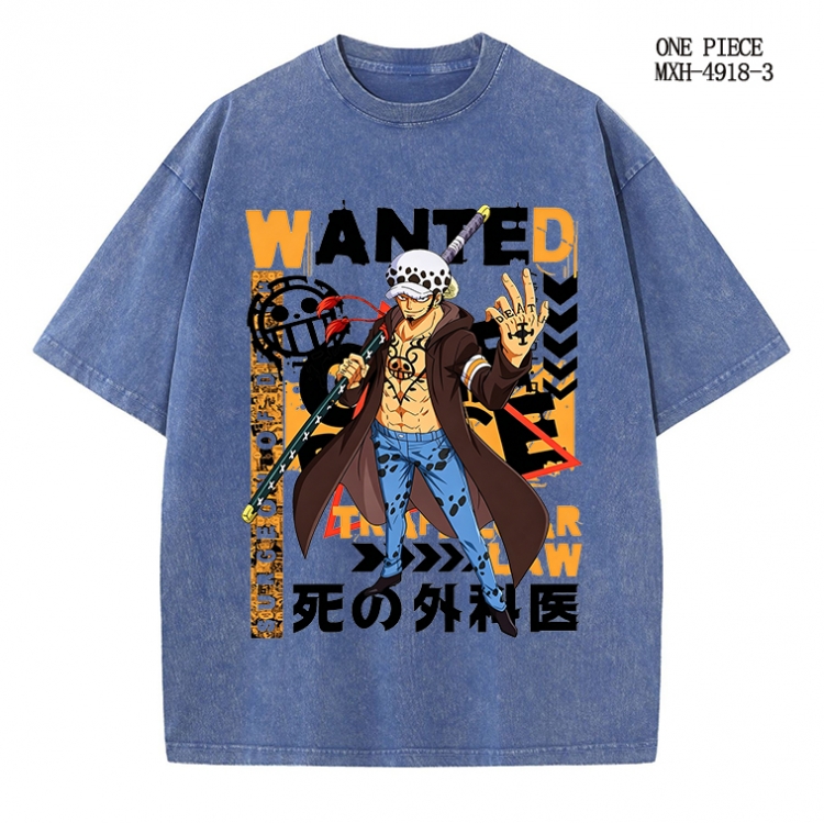 One Piece Anime peripheral pure cotton washed and worn T-shirt from S to 2XL