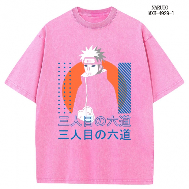 Naruto Anime peripheral pure cotton washed and worn T-shirt from S to 2XL