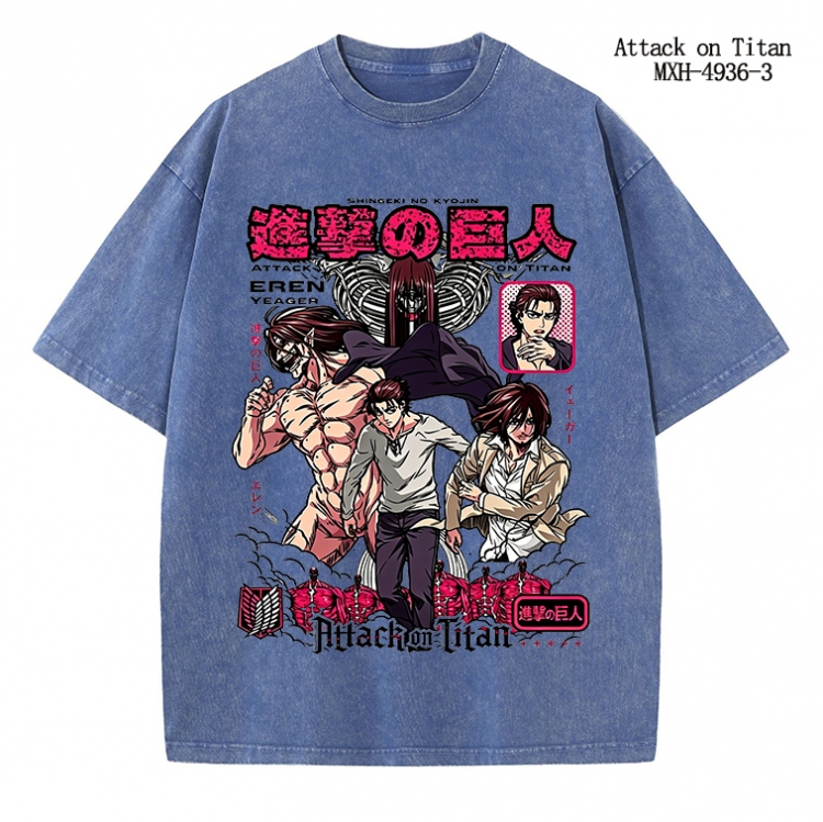 Shingeki no Kyojin Anime peripheral pure cotton washed and worn T-shirt from S to 2XL