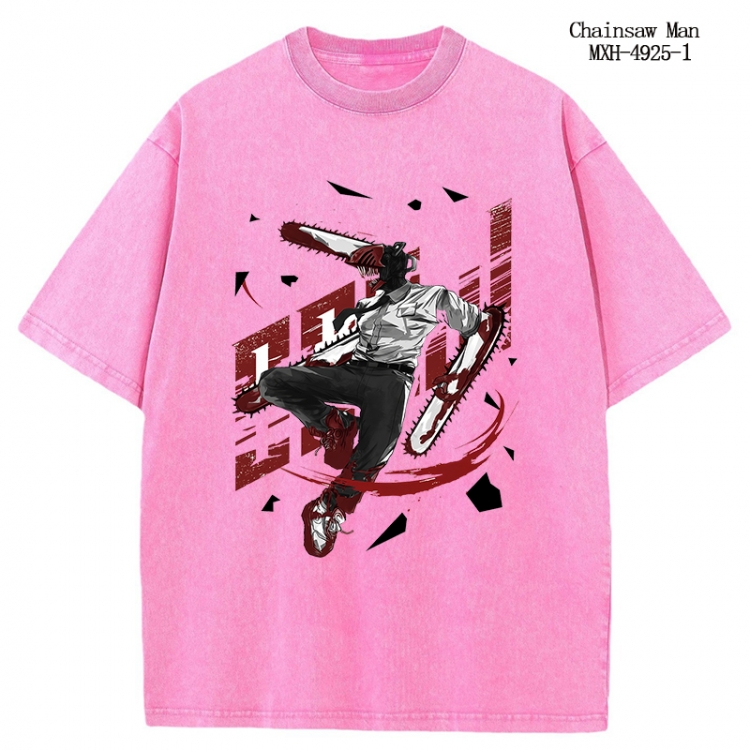 Chainsaw Man Anime peripheral pure cotton washed and worn T-shirt from S to 2XL