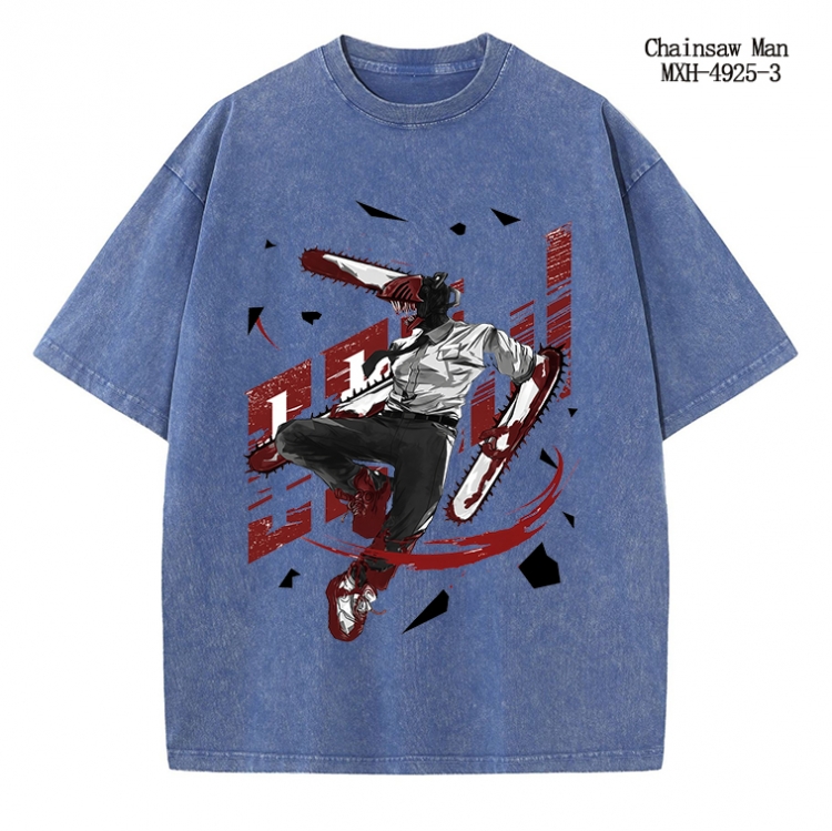 Chainsaw Man Anime peripheral pure cotton washed and worn T-shirt from S to 2XL