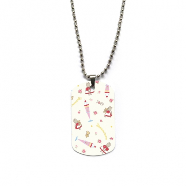 Sanrio Jasmine Rabbit Anime double-sided full color printed military brand necklace price for 5 pcs