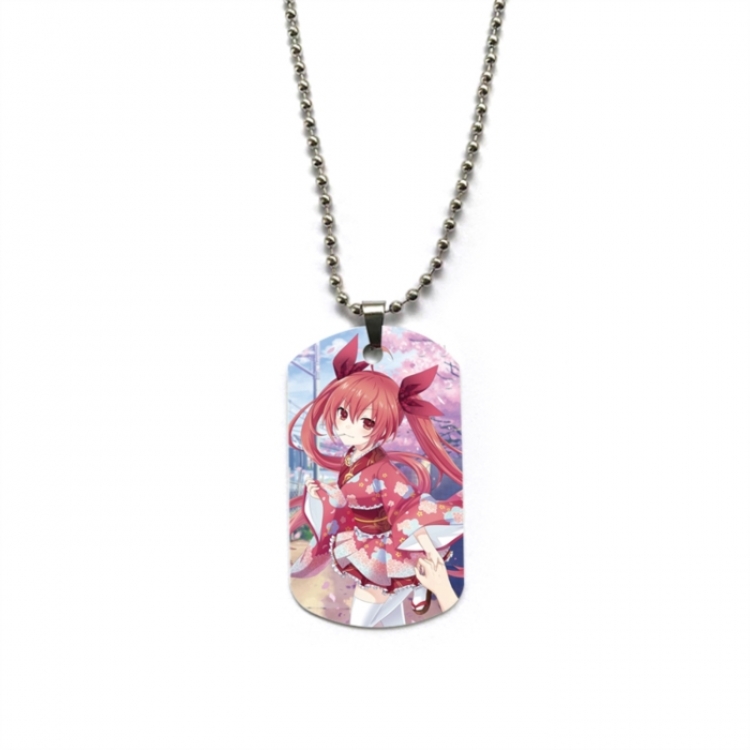 Date-A-Live Anime double-sided full color printed military brand necklace price for 5 pcs