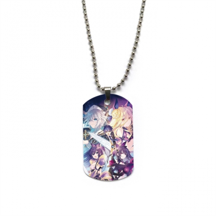 Date-A-Live Anime double-sided full color printed military brand necklace price for 5 pcs
