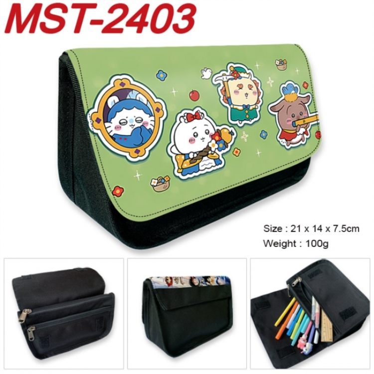 Chiikawa Anime Velcro canvas zipper pencil case Pencil Bag 21x14x7.5cm