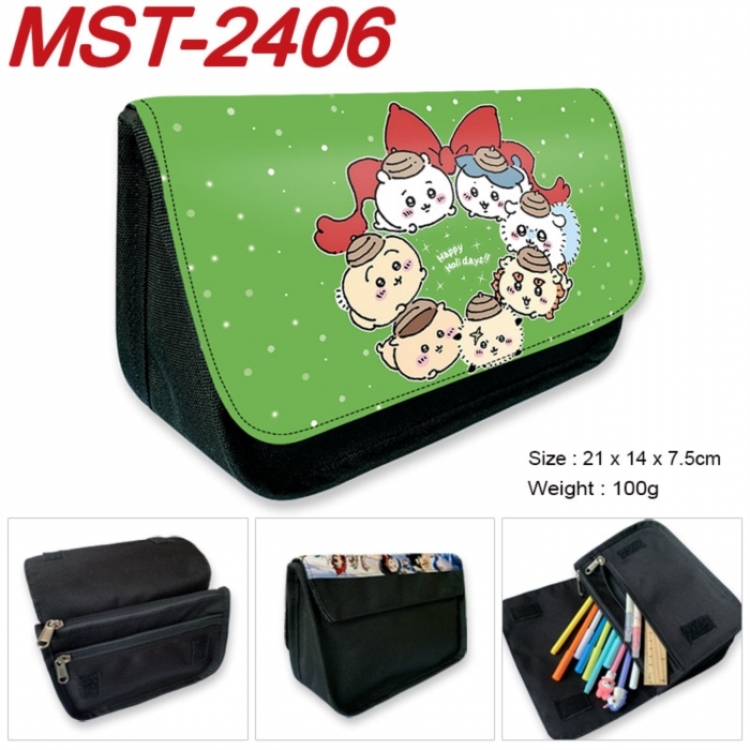 Chiikawa Anime Velcro canvas zipper pencil case Pencil Bag 21x14x7.5cm