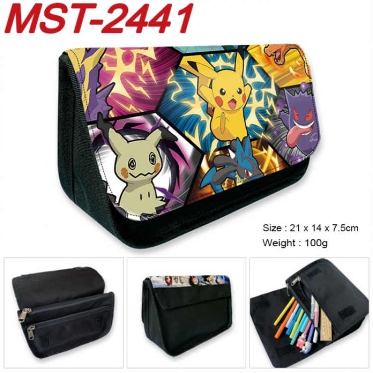 Pokemon Anime Velcro canvas zipper pencil case Pencil Bag 21x14x7.5cm