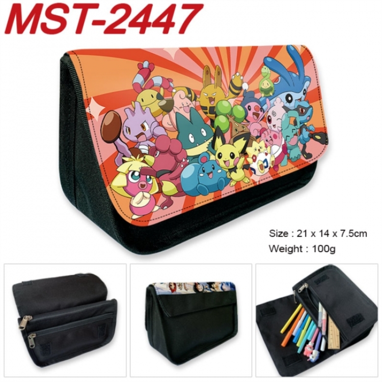 Pokemon Anime Velcro canvas zipper pencil case Pencil Bag 21x14x7.5cm