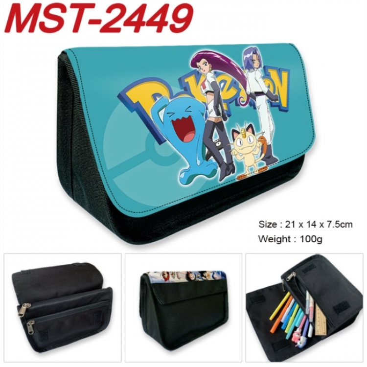 Pokemon Anime Velcro canvas zipper pencil case Pencil Bag 21x14x7.5cm