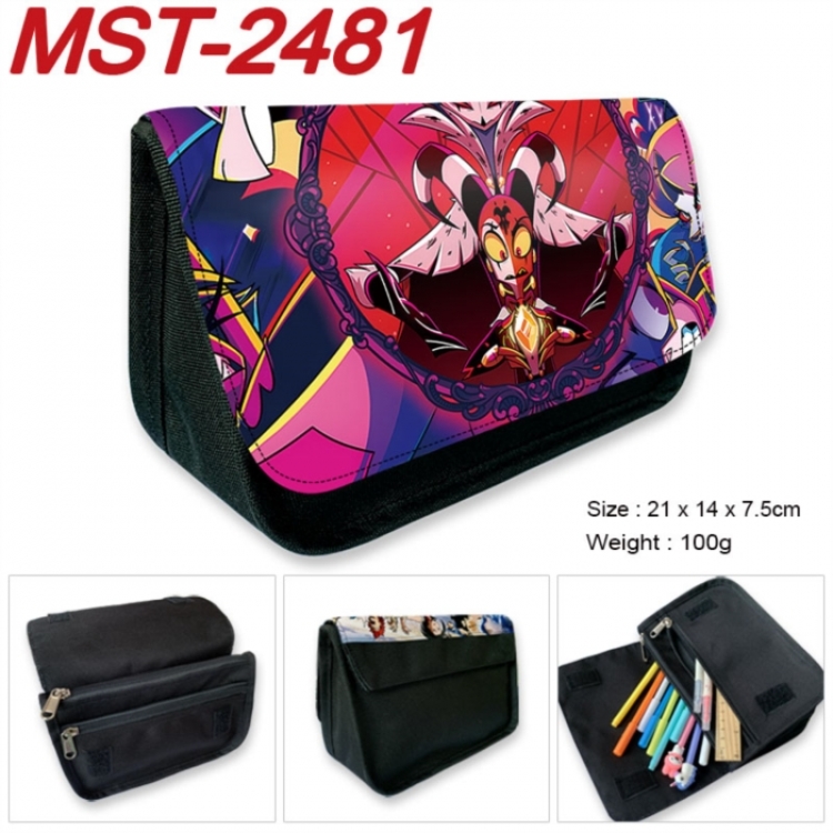 Hazbin Hotel Anime Velcro canvas zipper pencil case Pencil Bag 21x14x7.5cm