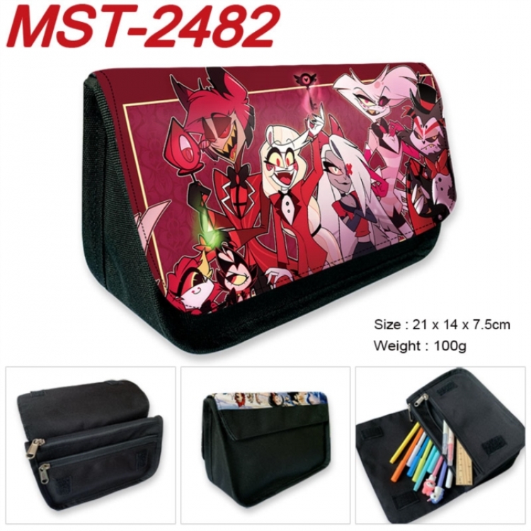 Hazbin Hotel Anime Velcro canvas zipper pencil case Pencil Bag 21x14x7.5cm