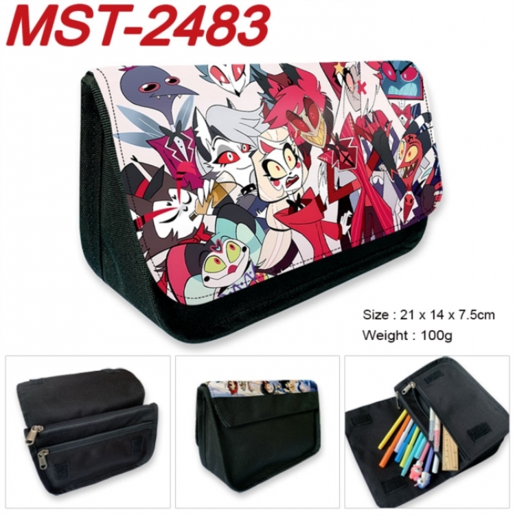 Hazbin Hotel Anime Velcro canvas zipper pencil case Pencil Bag 21x14x7.5cm