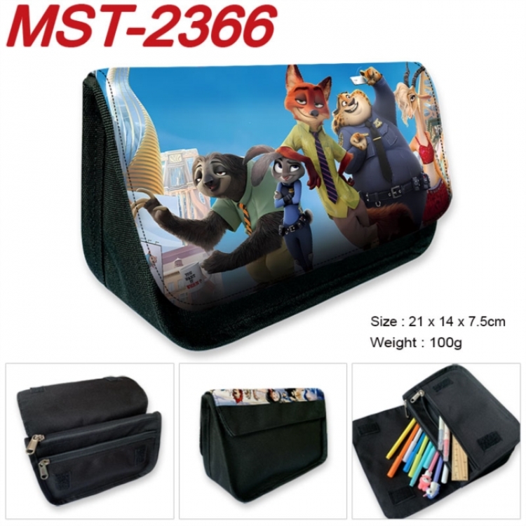 Zootopia Anime Velcro canvas zipper pencil case Pencil Bag 21x14x7.5cm
