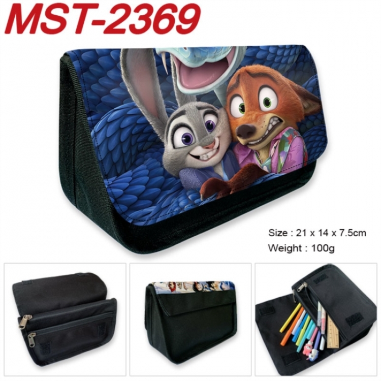 Zootopia Anime Velcro canvas zipper pencil case Pencil Bag 21x14x7.5cm