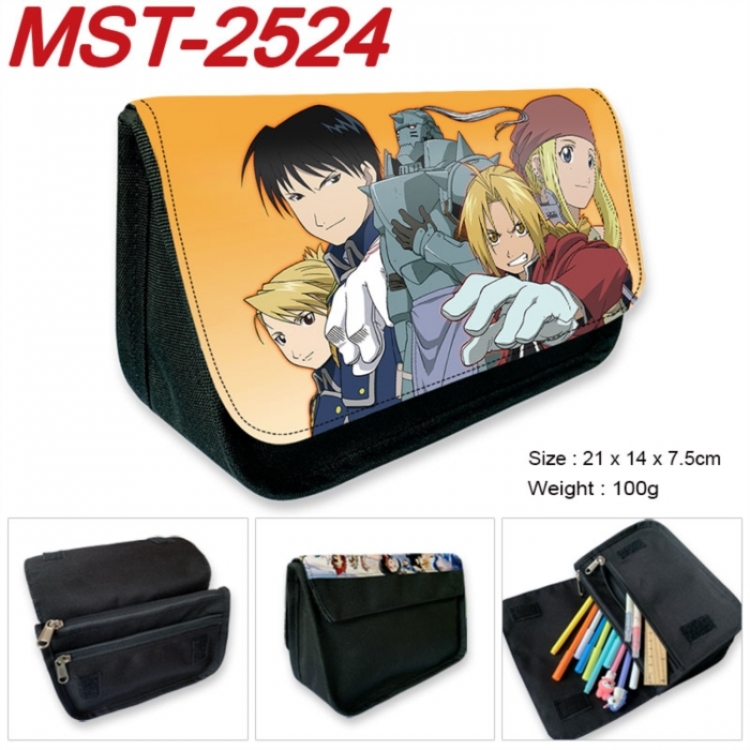 Fullmetal Alchemist Anime Velcro canvas zipper pencil case Pencil Bag 21x14x7.5cm