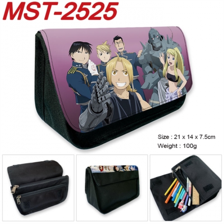 Fullmetal Alchemist Anime Velcro canvas zipper pencil case Pencil Bag 21x14x7.5cm