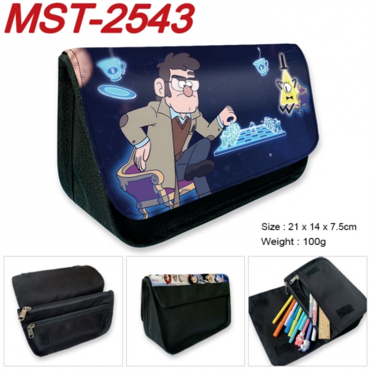 Gravity Falls Anime Velcro canvas zipper pencil case Pencil Bag 21x14x7.5cm
