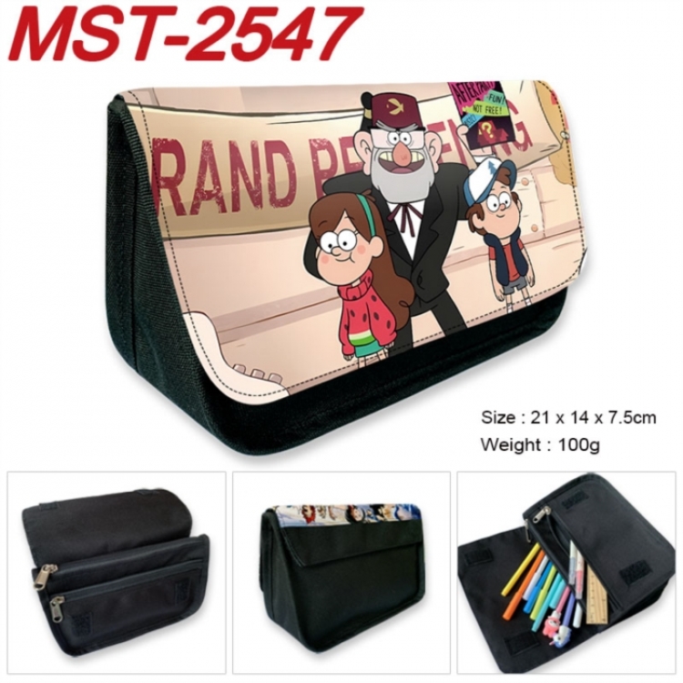 Gravity Falls Anime Velcro canvas zipper pencil case Pencil Bag 21x14x7.5cm