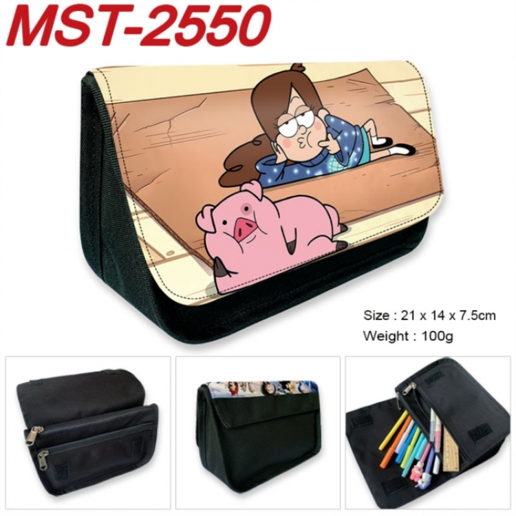 Gravity Falls Anime Velcro canvas zipper pencil case Pencil Bag 21x14x7.5cm