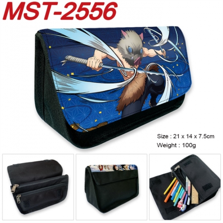 Demon Slayer Kimets Anime Velcro canvas zipper pencil case Pencil Bag 21x14x7.5cm