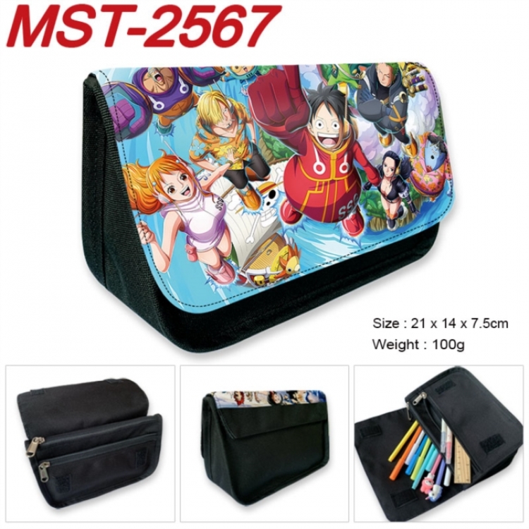 One Piece Anime Velcro canvas zipper pencil case Pencil Bag 21x14x7.5cm