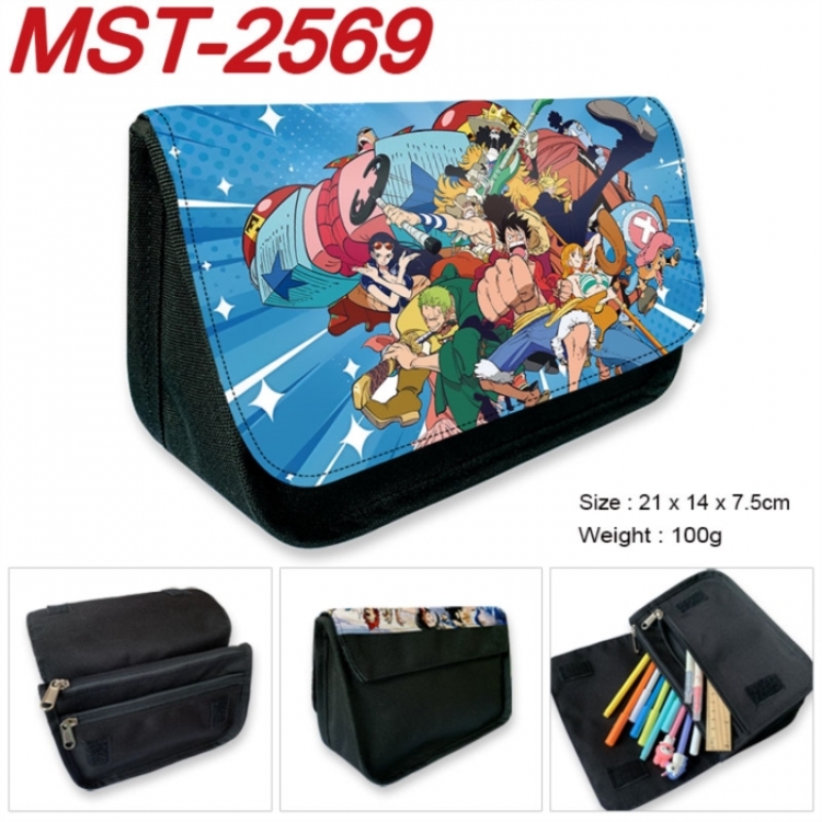 One Piece Anime Velcro canvas zipper pencil case Pencil Bag 21x14x7.5cm