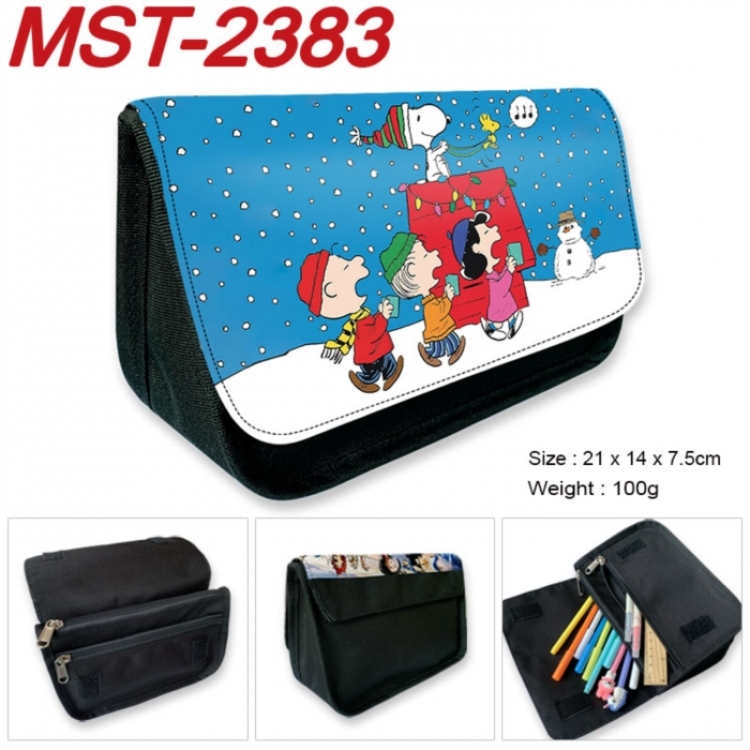 snoopy Anime Velcro canvas zipper pencil case Pencil Bag 21x14x7.5cm