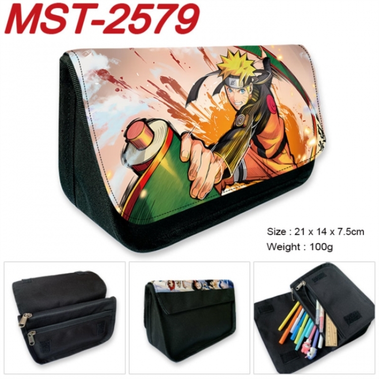 Naruto Anime Velcro canvas zipper pencil case Pencil Bag 21x14x7.5cm
