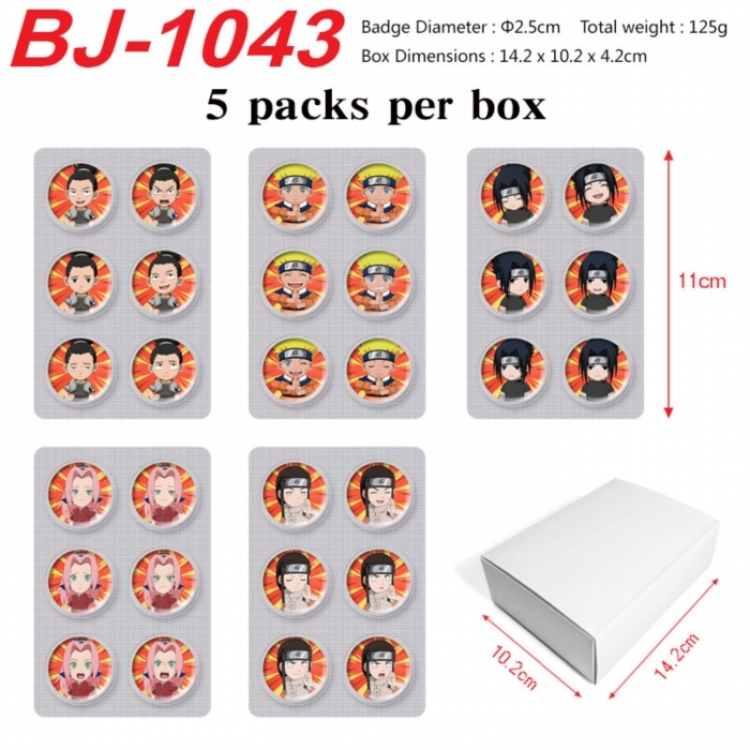 Naruto Anime peripheral pill bar badge 25mm 5 packs per box
