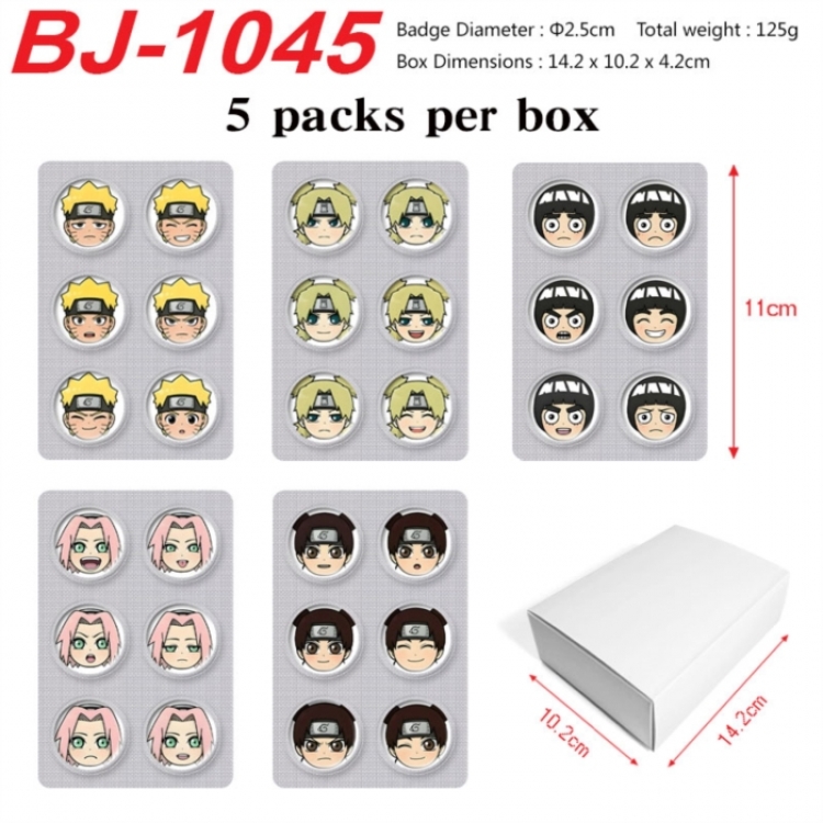 Naruto Anime peripheral pill bar badge 25mm 5 packs per box