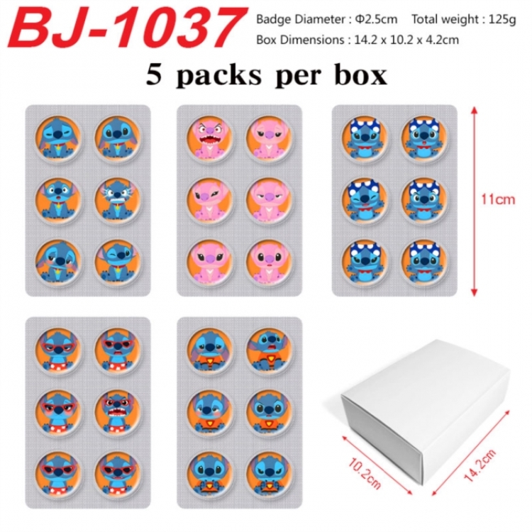 Lilo & Stitch Anime peripheral pill bar badge 25mm 5 packs per box