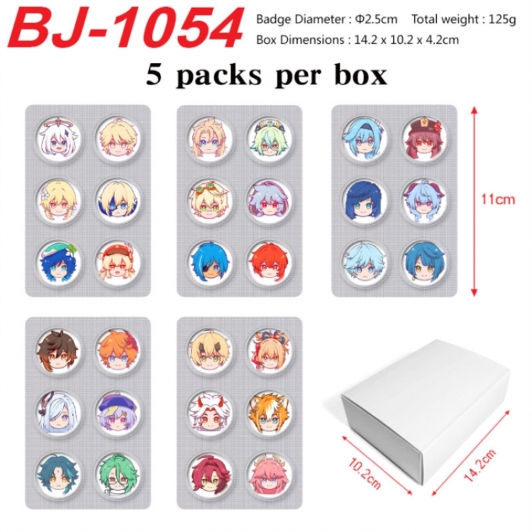 Genshin Impact Anime peripheral pill bar badge 25mm 5 packs per box