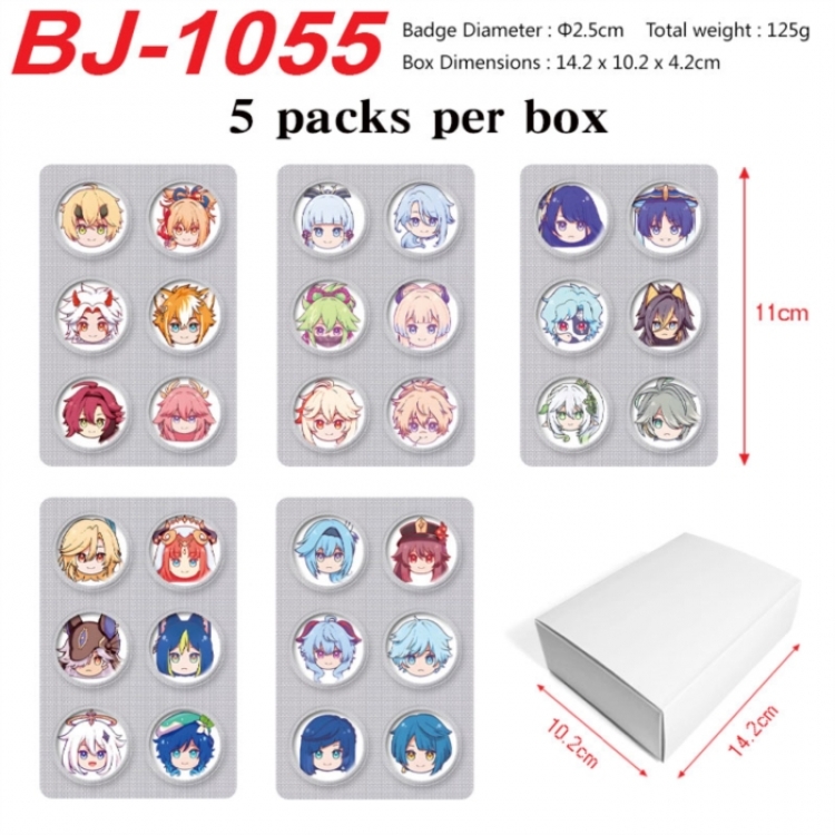Genshin Impact Anime peripheral pill bar badge 25mm 5 packs per box