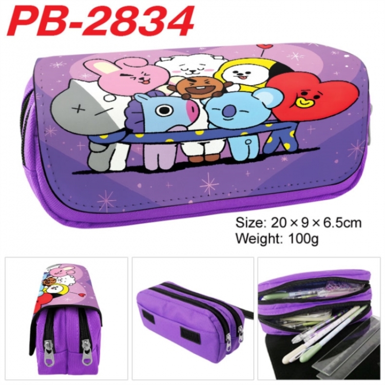 BTS Anime double-layer pu leather printing pencil case 20x9x6.5cm