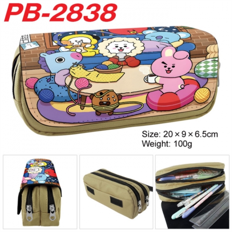 BTS Anime double-layer pu leather printing pencil case 20x9x6.5cm
