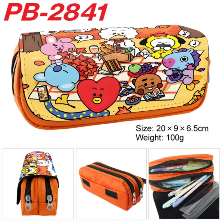 BTS Anime double-layer pu leather printing pencil case 20x9x6.5cm