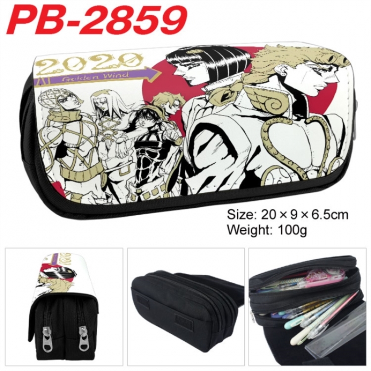 JoJos Bizarre Adventure Anime double-layer pu leather printing pencil case 20x9x6.5cm