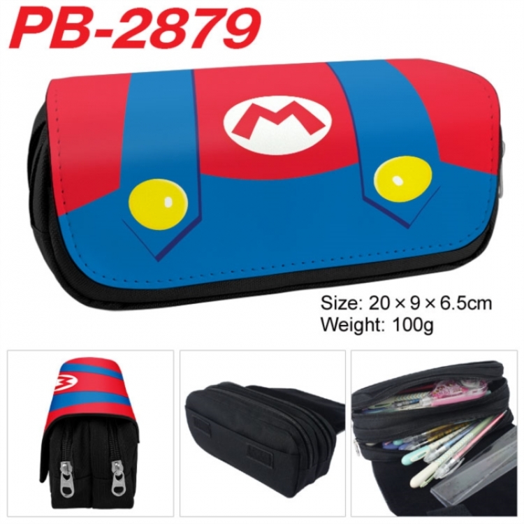 Super Mario Anime double-layer pu leather printing pencil case 20x9x6.5cm