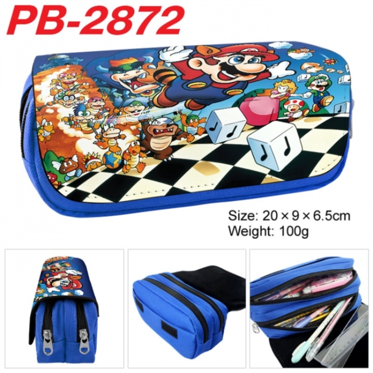 Super Mario Anime double-layer pu leather printing pencil case 20x9x6.5cm