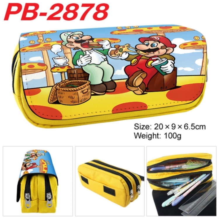 Super Mario Anime double-layer pu leather printing pencil case 20x9x6.5cm