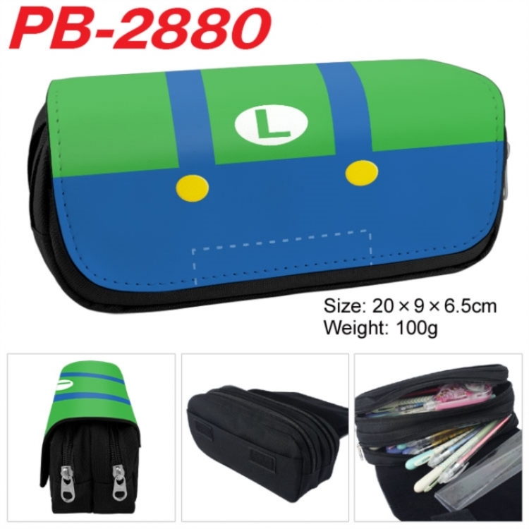 Super Mario Anime double-layer pu leather printing pencil case 20x9x6.5cm