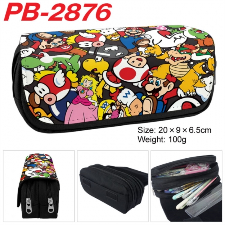 Super Mario Anime double-layer pu leather printing pencil case 20x9x6.5cm