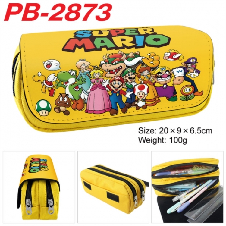 Super Mario Anime double-layer pu leather printing pencil case 20x9x6.5cm